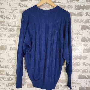 Tuttle Golf Collection Sweater Mens Preppy Casual Blue XL Cable Knit Silk Merino